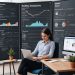 female employee working on projects with laptop
